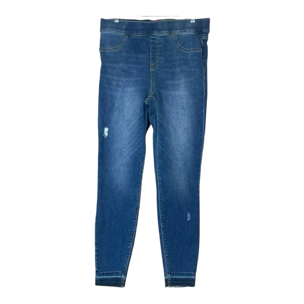 Spanx Women Medium Wash Pull On High Rise Denim Skinny Jeans Size L (31x27) Blue